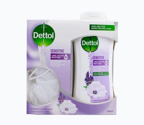 ديتول شور جل للبشرة الحساسة مع ليفة 250 ملل