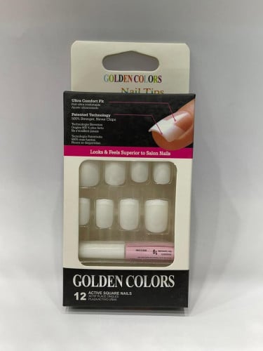 اظافر ذهبية اللون 12 قطعة