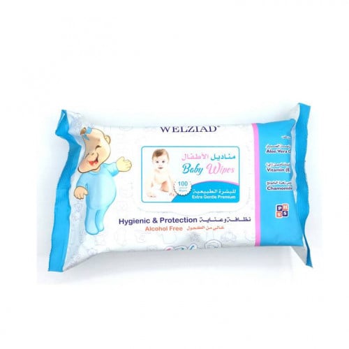 ويلازياد مناديل الأطفال 100حبة للبشرة الطبيعية