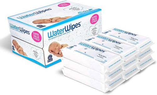مناديل مبللة اصلية لحديثي الولادة والخدج من ووتر وايبس، مناديل مبللة تعتمد على الماء بنسبة 99.9%، غير معطرة، للبشرة الحساسة والرقيقة، 540 منديل (9 عبوات)