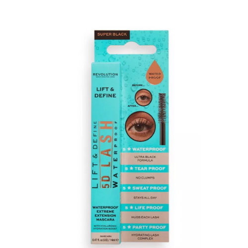 ماسكارا ميك أب ريفوليوشن لرفع وتحديد الرموش 5D المقاومة للماء - 14 مل سوبر بلاك