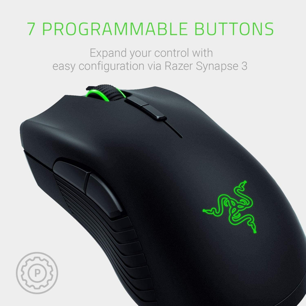 Razer Mamba Wireless Gaming Mouse: 16,000 DPI Optical Sensor - Chroma RGB  Lighting - 7 Programmable Buttons - Mechanical Switches - Up to 50 Hr  Battery Life - Sniper Games