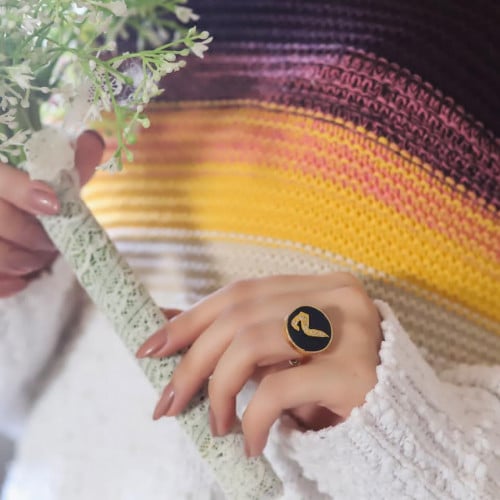 خاتم الحرف المرصع بالزركون فضة خالص