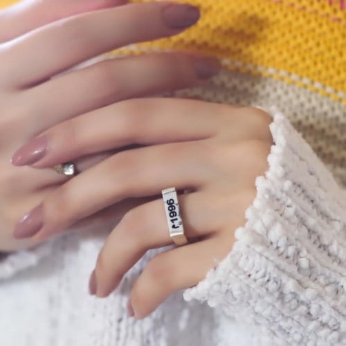 خاتم تاريخ المميز حجر ماربيل فضه ايطالي عيار 925 - تُصمم على الطلب