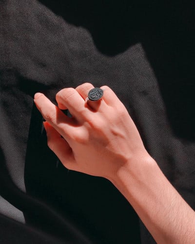 خاتم بالاسم صدف طبيعي