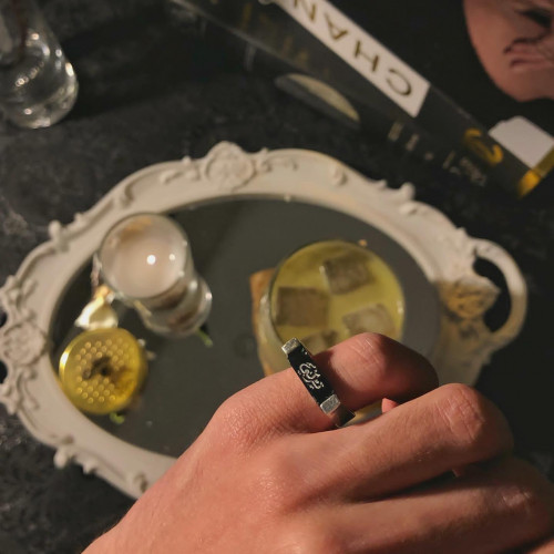 خاتم بالاسم صدف طبيعي