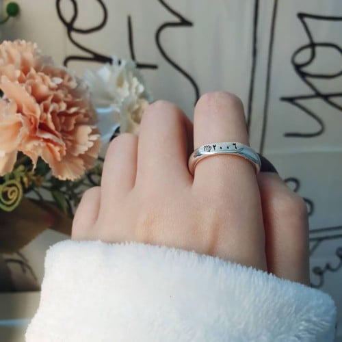 خاتم راقي بالاسم فضة خالص إيطالي عيار 925