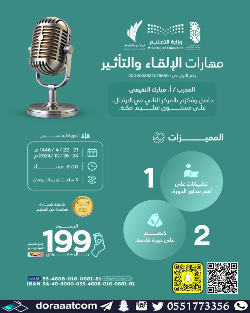 دورة مهارات الإلقاء والتأثير