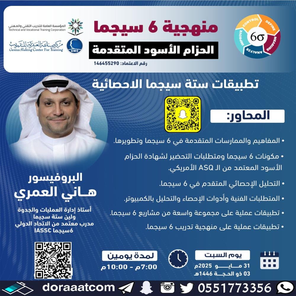 دورة منهجية 6 سيجما الحزام الأسود المتقدمة