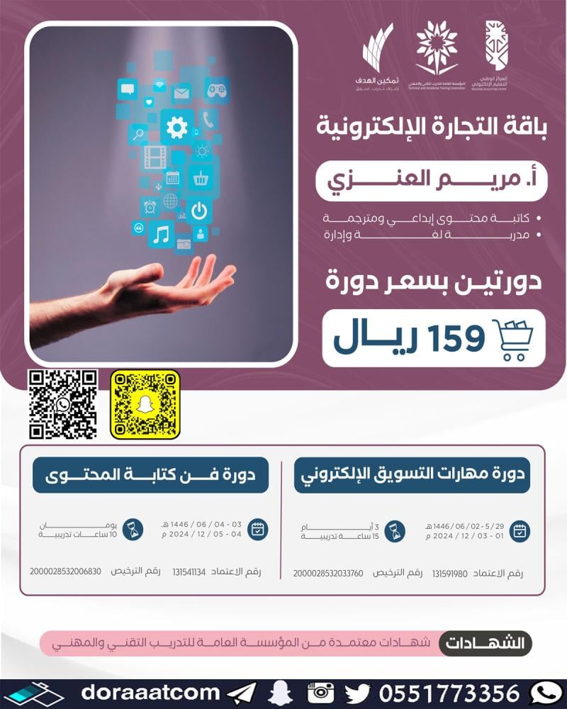 دورة فن كتابة المحتوى و دورة التسويق الالكتروني