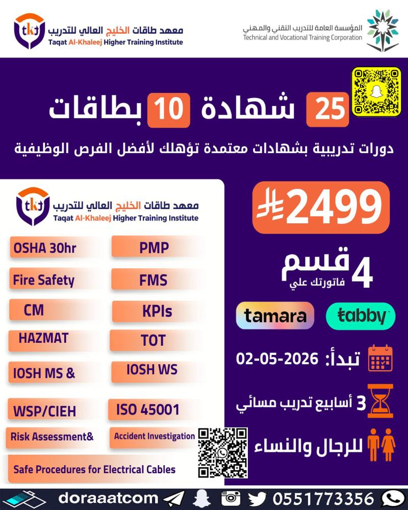 25 شهادة دولية ومحلية
