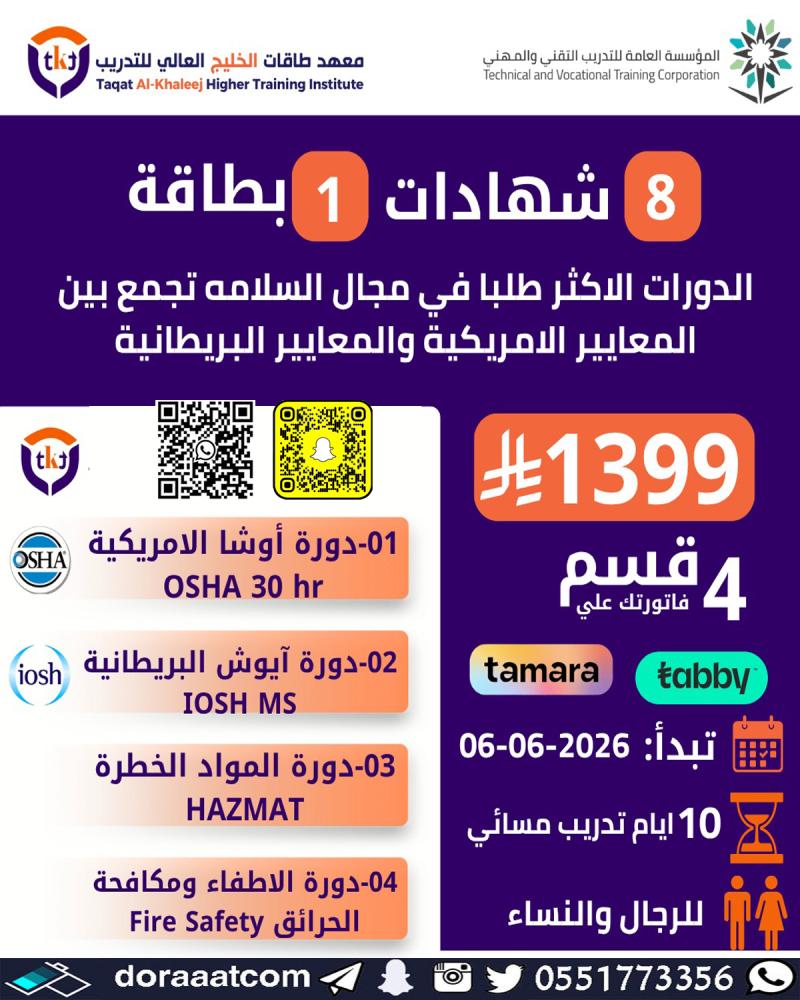 8 شهادات معتمدة و 1 بطاقة دولية