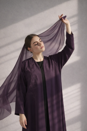 عباية مبطنة بتطريز و تخريم #2613