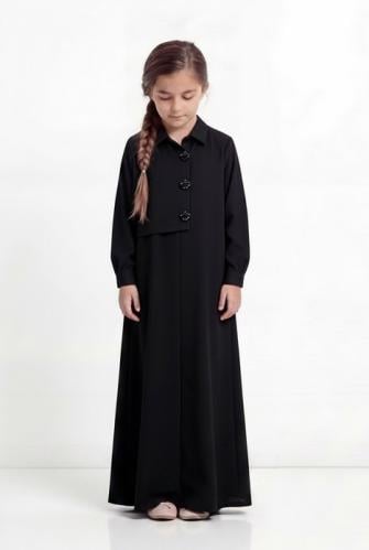 عباية للبنات بطبقة و أزرار زهور