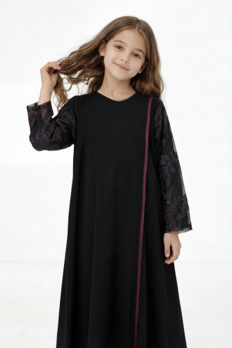 عباية بناتي مغلقة على الكتف (ماروني) #264