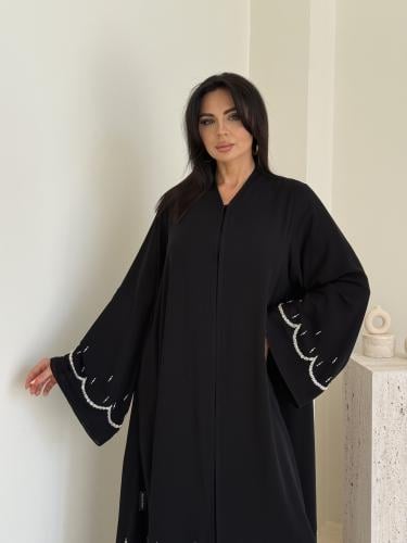 عباية شيفون مبطن مع شك خرز( 323 )