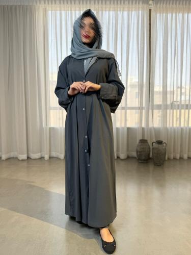 عباية سفر بستايل قميص طويل (رمادي)