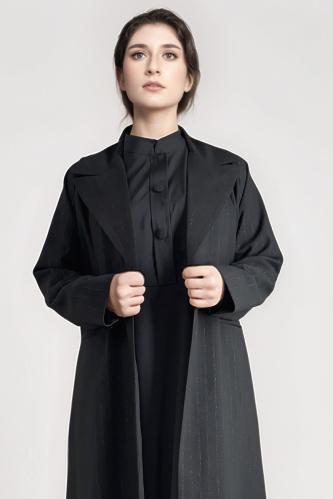 بليزر مبطن بقماش كتان مقلم