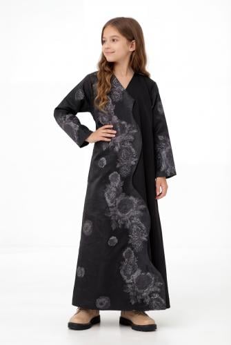 عباية بناتي  بتدخيلات جاكار مشجر(رمادي)#266