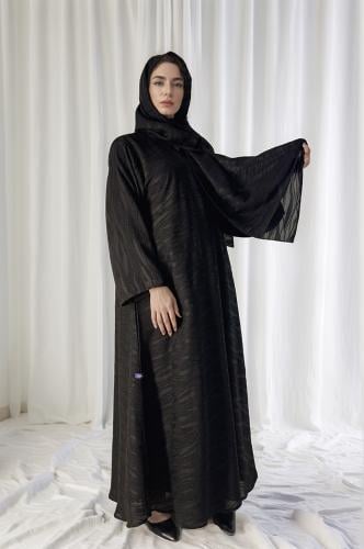 عباية مع طرحة شيفون ديفوريه(لون أسود)