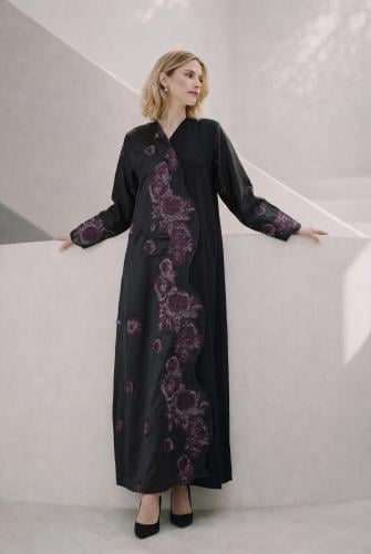 عباية بتدخيلات من الجاكار المطبوع (وردي) #2618