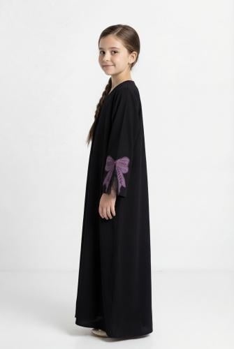 عباية بناتي بتطريز فيونك ودانتيل على الكم  #263