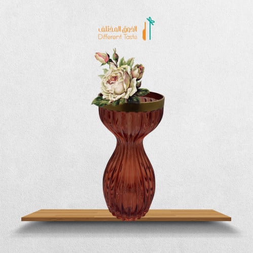 فازة زجاج احمر مذهب