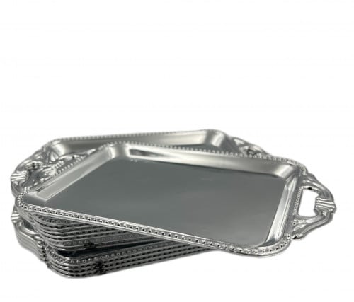 تباسي مستطيل فضي كبير