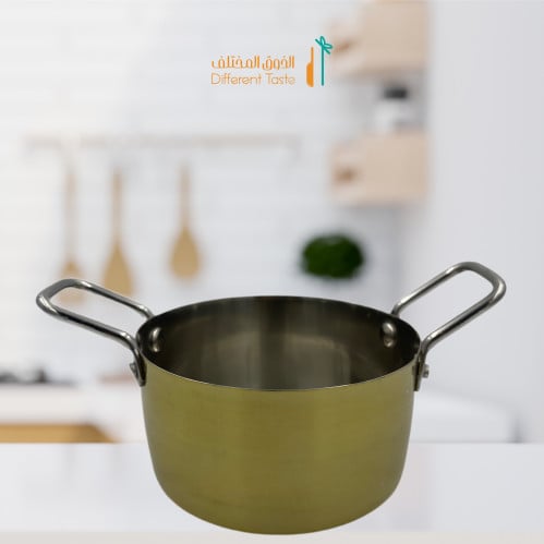 زبدية تقديم ذهبي مدور بيدين