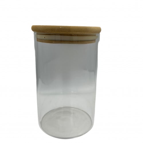 برطمان مدور بغطاء خشبي متوسط