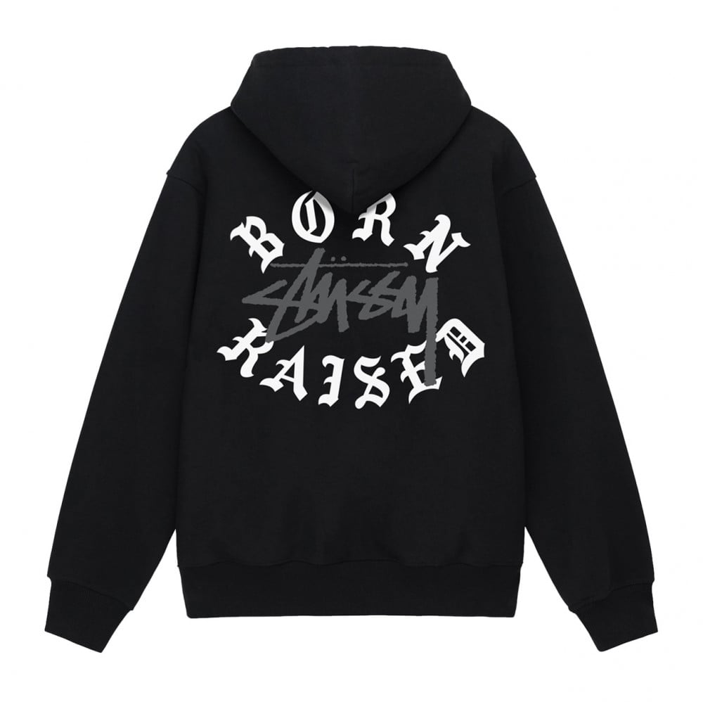 STUSSY - BORN X RAISED ZIP UP HOODIE