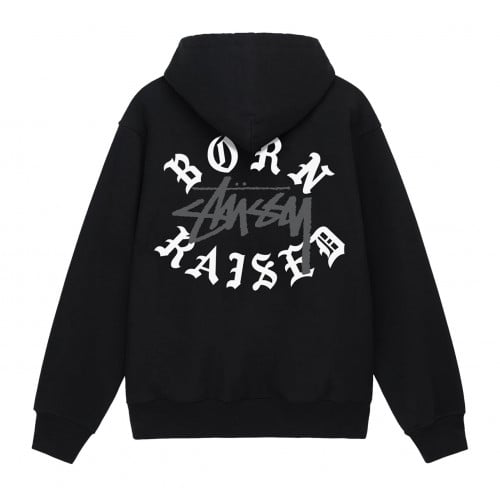 STÜSSY & BORN X RAISED LOGO ZIP HOODIE S-