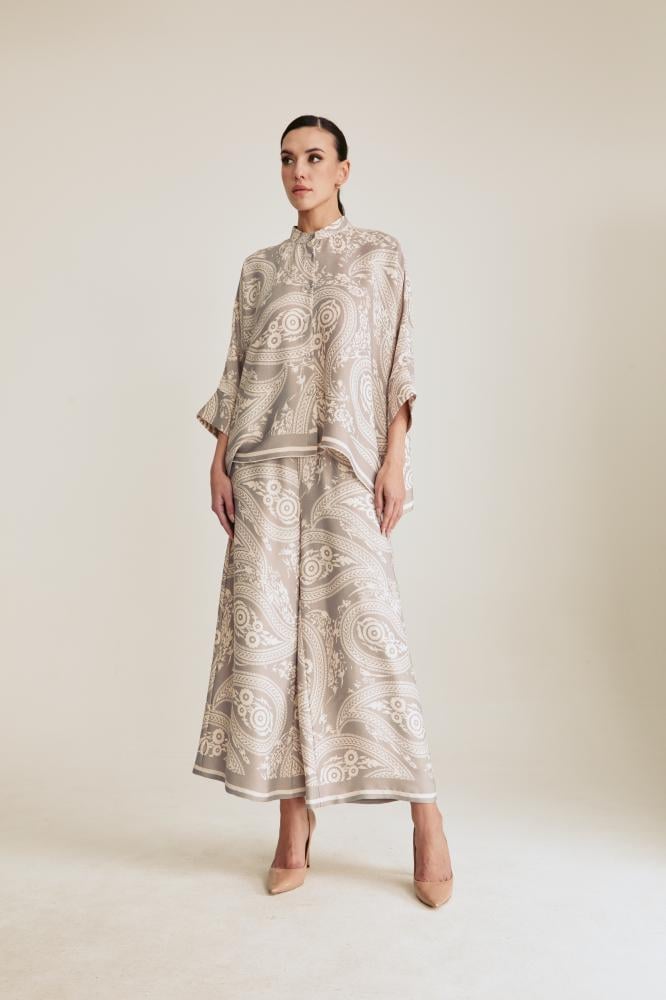 Paisley wide-leg pants