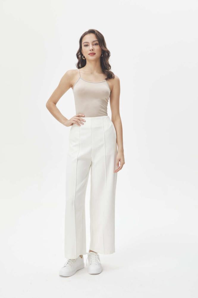 بنطلون سادة بأرجل واسعة