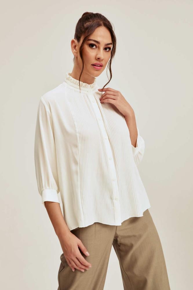 ruffle collar shirt with pleats سنبل SONBOL