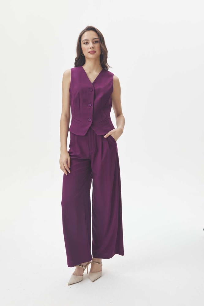 بنطلون واسع بخصر عالي