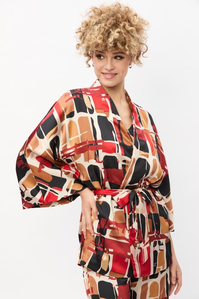 Printed cardigan with belt