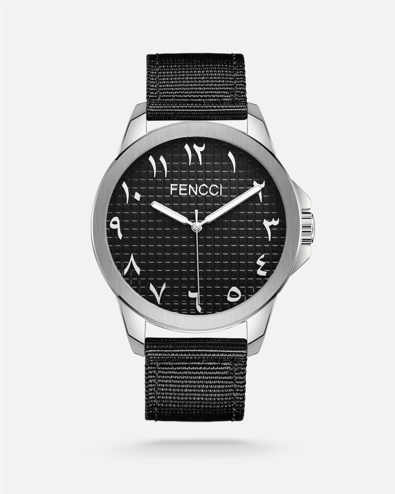 ‎ ساعة رجالية من فنشي بلون أسود