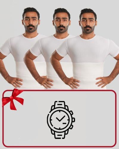 مشد رجالي نص كم تحت الثوب عدد 3 + ساعة هدية