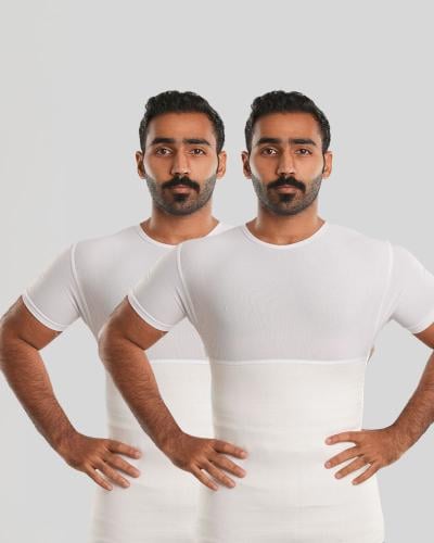 مشد أبيض رجالي نص كم عدد 2