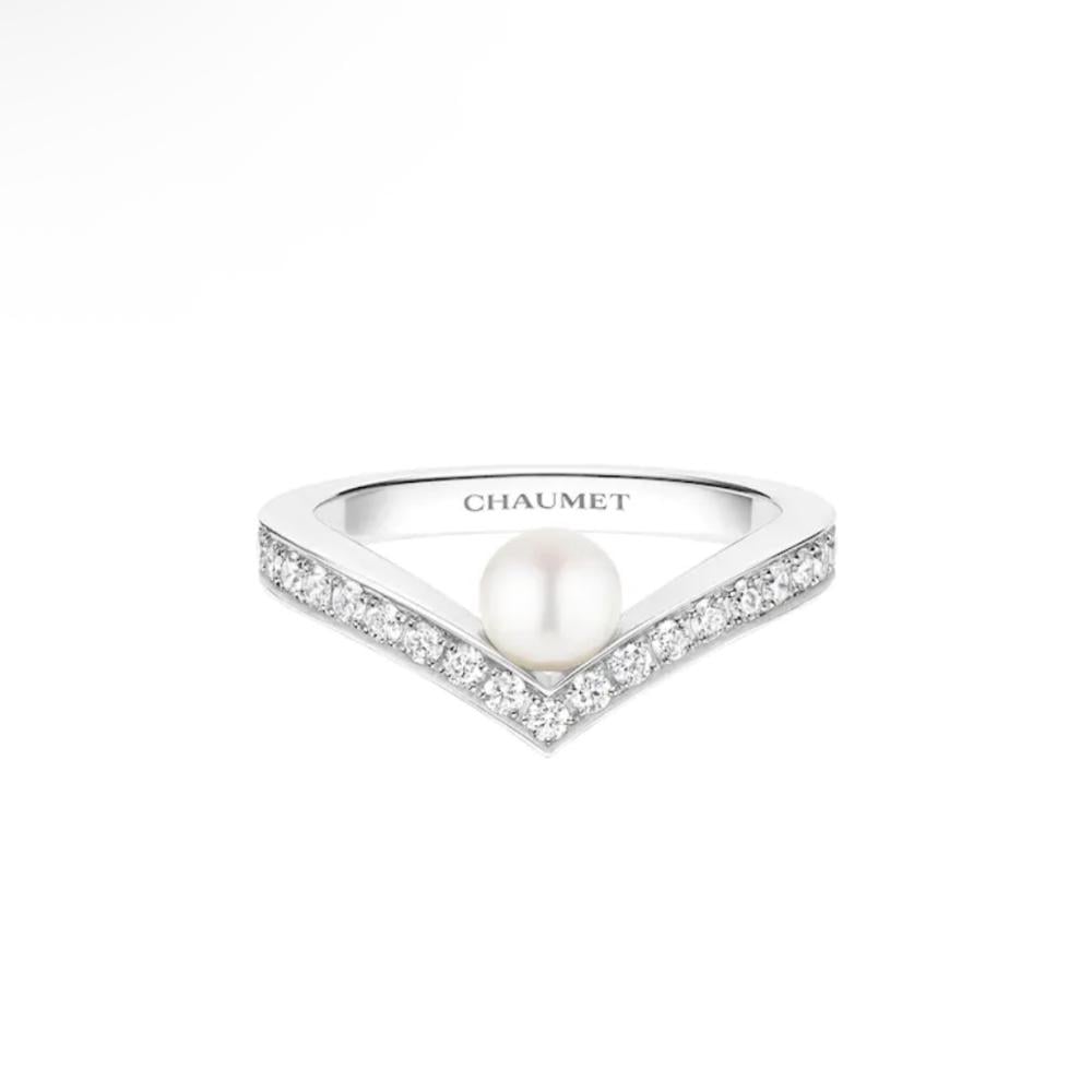 خاتم JOSÉPHINE AIGRETTE "جوزيفين إيغريت" ذهب أبيض, لؤلؤة، ألماس