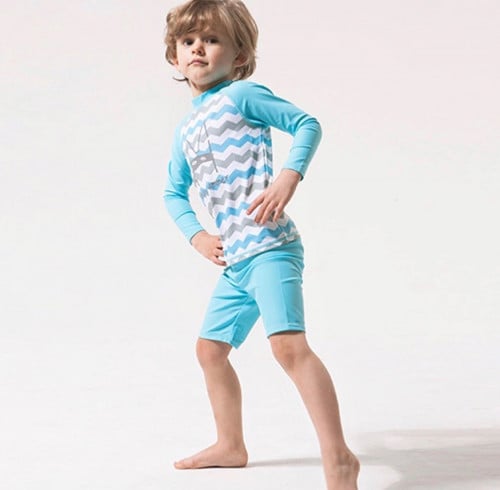 طقم سباحة صيفي وردي منقوش قطعتين ازرق سمك