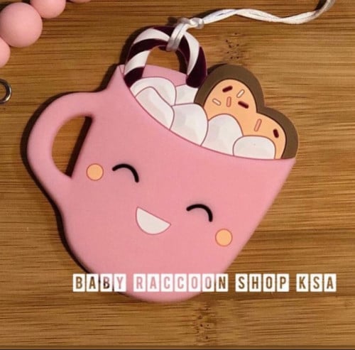 عضاضة كوب وردي كوكيز سليكون للمواليد تسنين امنه وفعاله