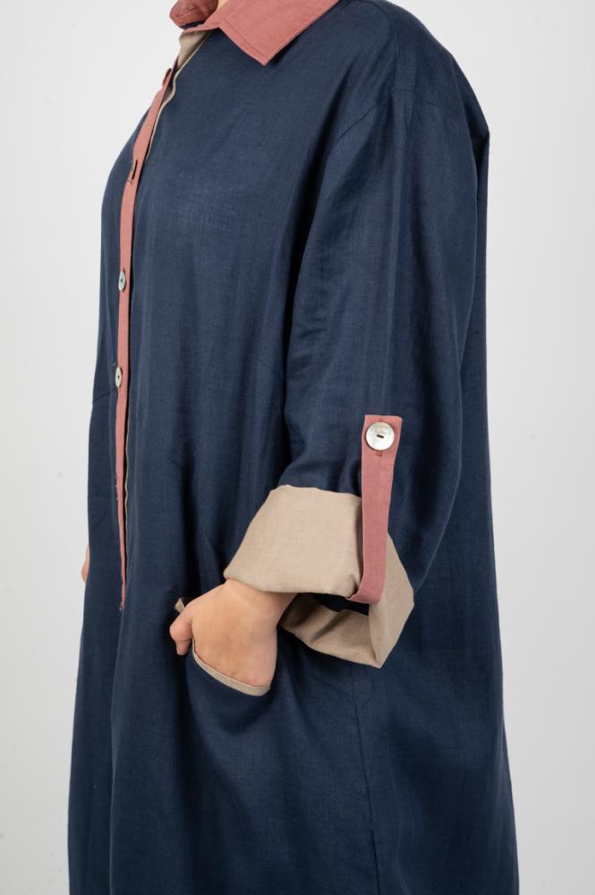 كارديغان كحلي بأكمام بيج