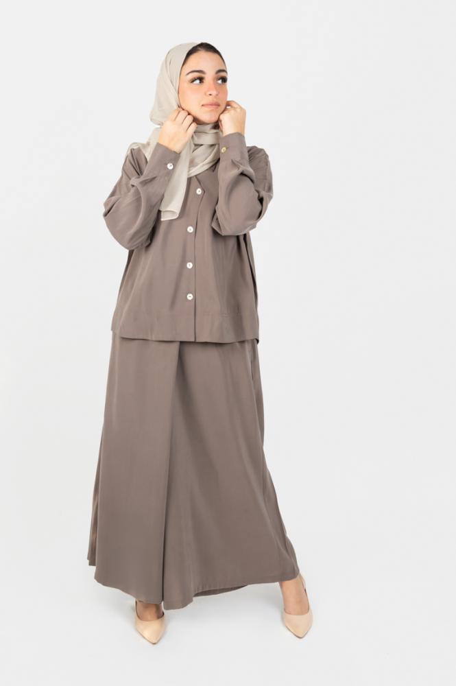 طقم اوفر سايز بني