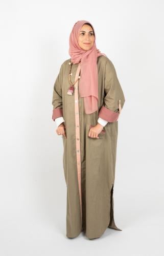 كارديغان زيتي بأكمام وردية