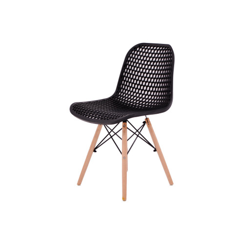 كرسي كاما فيبر اسود مثقب ارجل خشب C-D-865 BLACK
