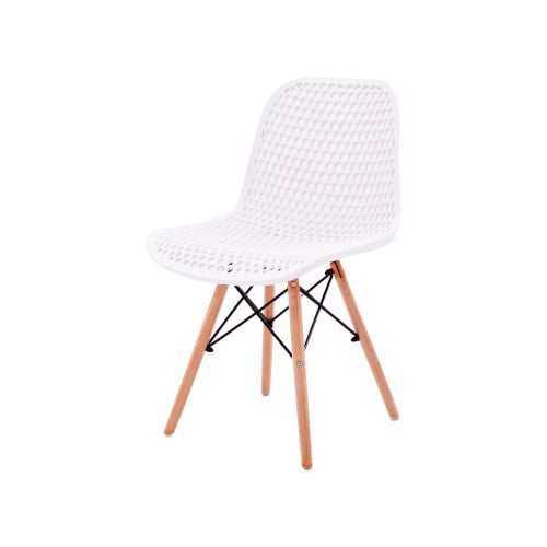 كرسي كاما فيبرابيض مثقب ارجل خشب C-D-865 WHITE