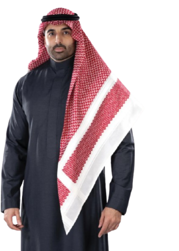 شماغ بروجيه رجالي أحمر خطوط بيج موديل (1)