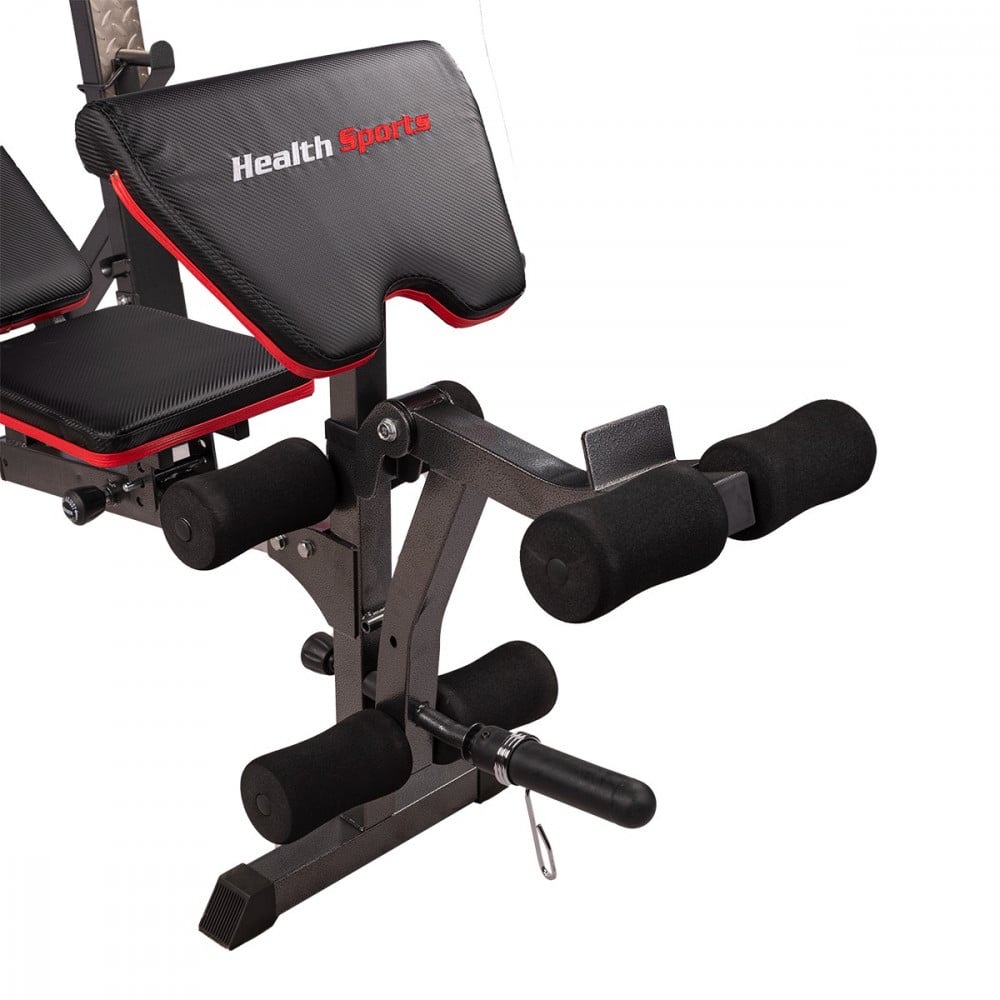 هلثكير كرسي رفع أثقال لتمارين البطن والساق والظهر - أسود وأحمر